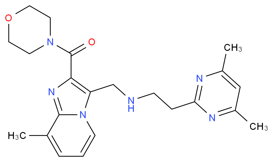 2-(4,6-dimethyl-2-pyrimidinyl)-N-{[8-methyl-2-(4-morpholinylcarbonyl)imidazo[1,2-a]pyridin-3-yl]methyl}ethanamine_分子结构_CAS_)