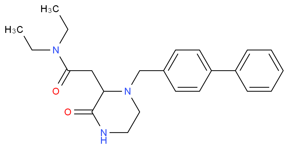 2-[1-(4-biphenylylmethyl)-3-oxo-2-piperazinyl]-N,N-diethylacetamide_分子结构_CAS_)