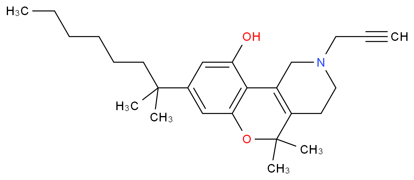 5,5-dimethyl-8-(2-methyloctan-2-yl)-2-(prop-2-yn-1-yl)-1H,2H,3H,4H,5H-chromeno[4,3-c]pyridin-10-ol_分子结构_CAS_26685-57-4