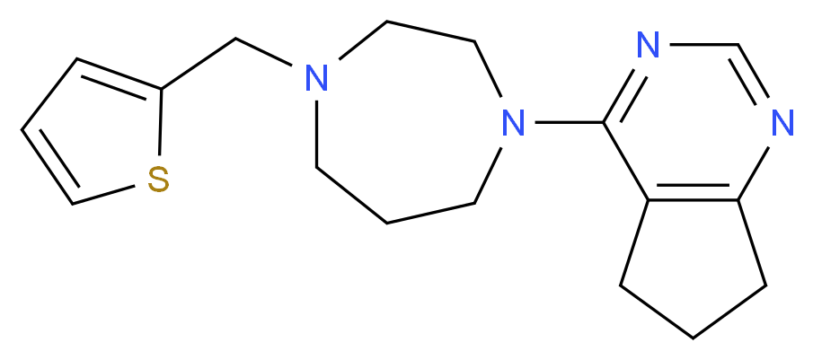 4-[4-(2-thienylmethyl)-1,4-diazepan-1-yl]-6,7-dihydro-5H-cyclopenta[d]pyrimidine_分子结构_CAS_)