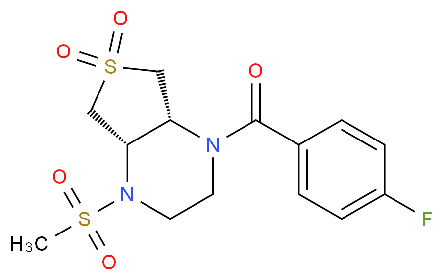 (4aS*,7aR*)-1-(4-fluorobenzoyl)-4-(methylsulfonyl)octahydrothieno[3,4-b]pyrazine 6,6-dioxide_分子结构_CAS_)