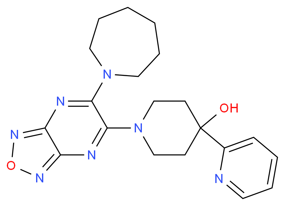 1-[6-(1-azepanyl)[1,2,5]oxadiazolo[3,4-b]pyrazin-5-yl]-4-(2-pyridinyl)-4-piperidinol_分子结构_CAS_)