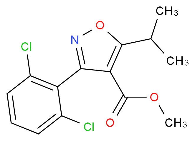 4-Isoxazolecarboxylic acid, 3-(2,6-dichlorophenyl)-5-(1-methylethyl)-, methyl ester
methyl 3-(2,6-dichlorophenyl)-5-isopropylisoxazole-4-carboxylate_分子结构_CAS_278597-28-7)