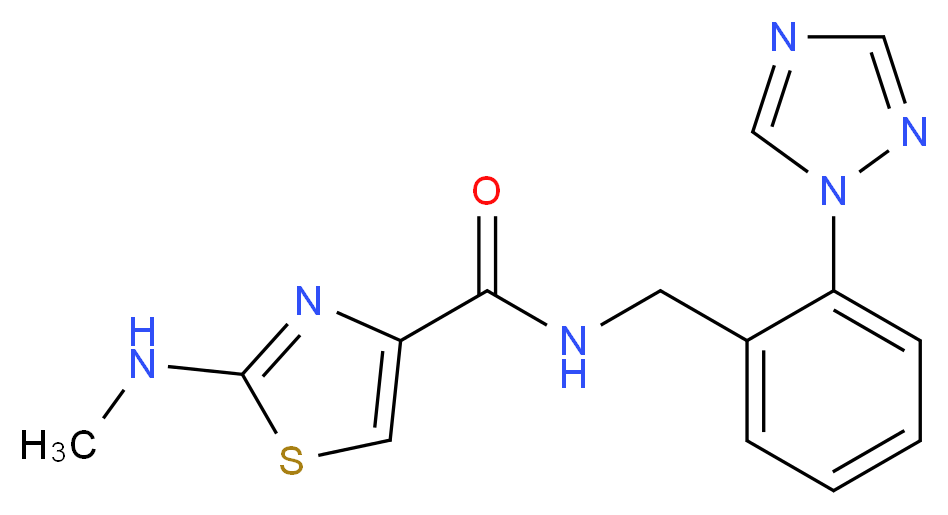 2-(methylamino)-N-[2-(1H-1,2,4-triazol-1-yl)benzyl]-1,3-thiazole-4-carboxamide_分子结构_CAS_)