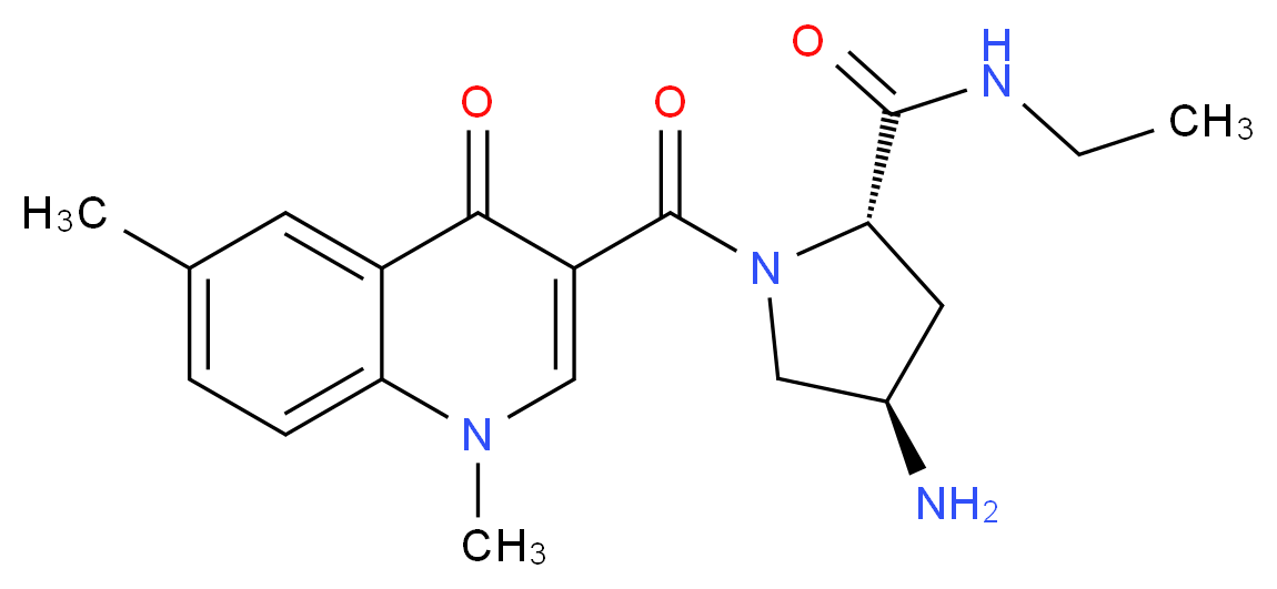 (4R)-4-amino-1-[(1,6-dimethyl-4-oxo-1,4-dihydroquinolin-3-yl)carbonyl]-N-ethyl-L-prolinamide_分子结构_CAS_)
