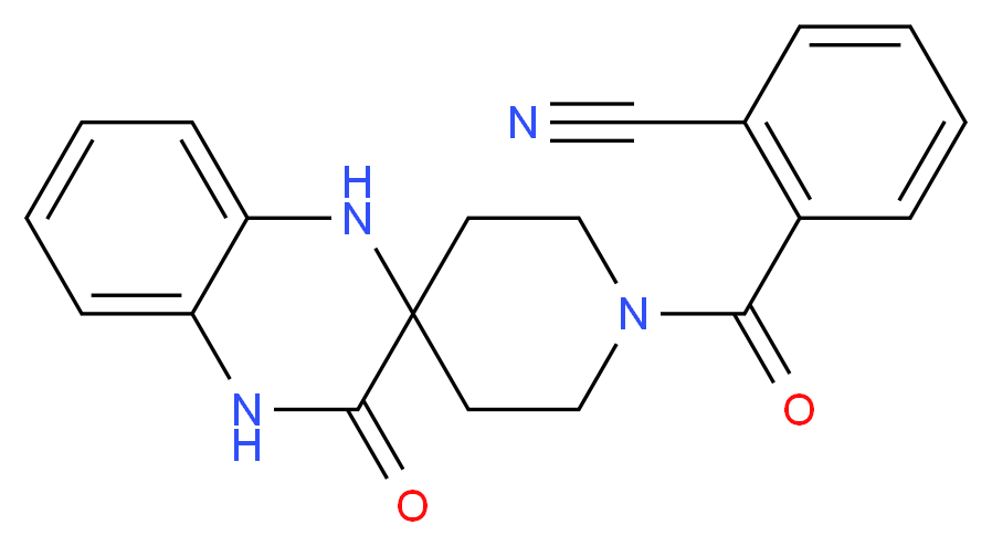 2-[(3'-oxo-3',4'-dihydro-1H,1'H-spiro[piperidine-4,2'-quinoxalin]-1-yl)carbonyl]benzonitrile_分子结构_CAS_)