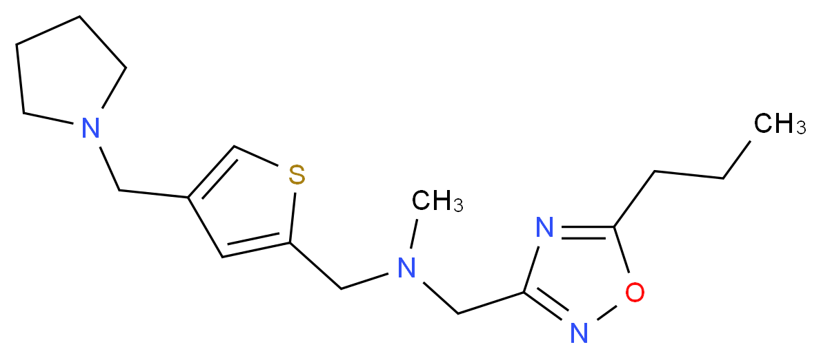 N-methyl-1-(5-propyl-1,2,4-oxadiazol-3-yl)-N-{[4-(pyrrolidin-1-ylmethyl)-2-thienyl]methyl}methanamine_分子结构_CAS_)
