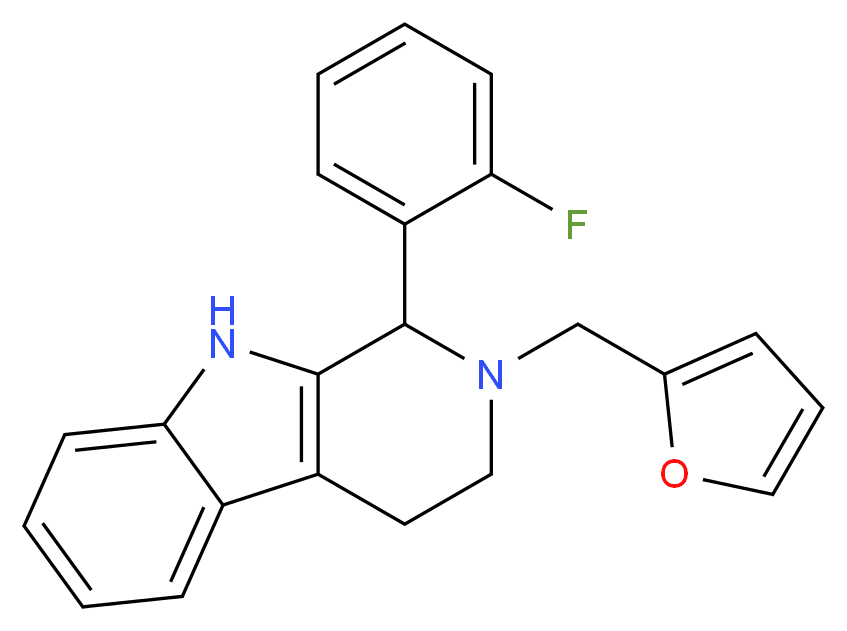 1-(2-fluorophenyl)-2-(2-furylmethyl)-2,3,4,9-tetrahydro-1H-beta-carboline_分子结构_CAS_)