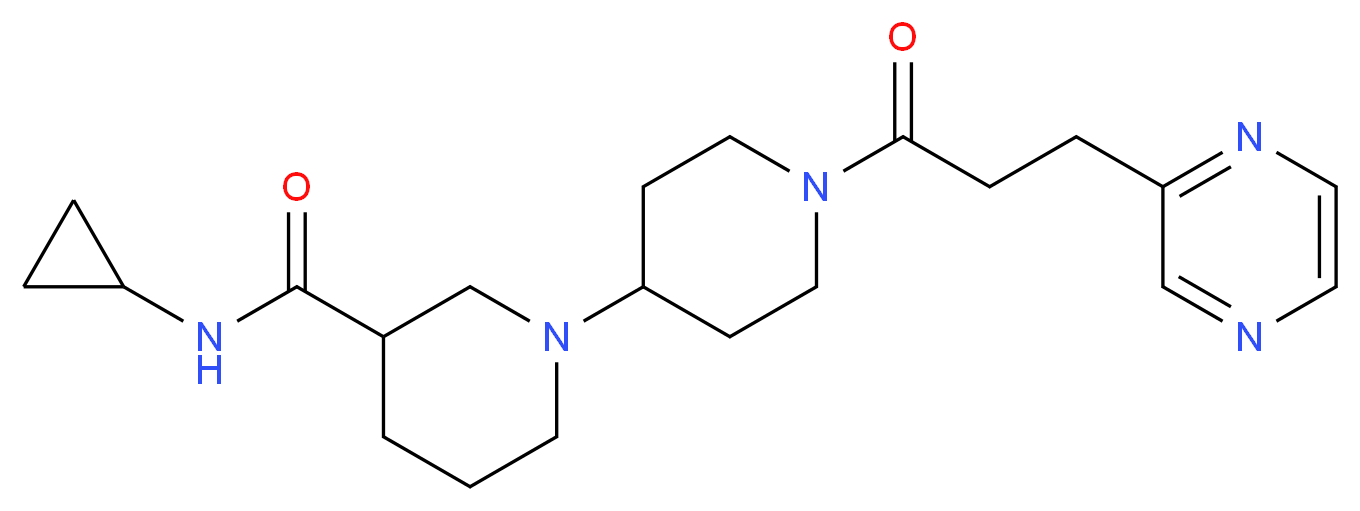 N-cyclopropyl-1'-(3-pyrazin-2-ylpropanoyl)-1,4'-bipiperidine-3-carboxamide_分子结构_CAS_)