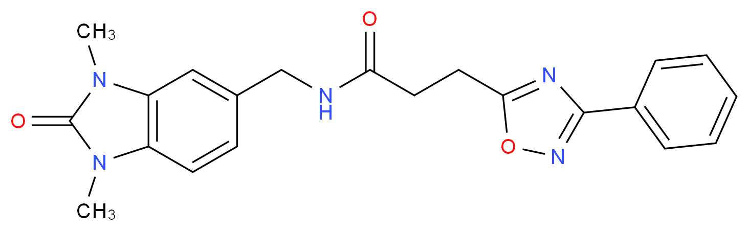 N-[(1,3-dimethyl-2-oxo-2,3-dihydro-1H-benzimidazol-5-yl)methyl]-3-(3-phenyl-1,2,4-oxadiazol-5-yl)propanamide_分子结构_CAS_)