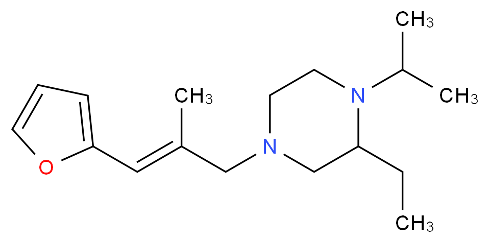 2-ethyl-4-[(2E)-3-(2-furyl)-2-methylprop-2-en-1-yl]-1-isopropylpiperazine_分子结构_CAS_)