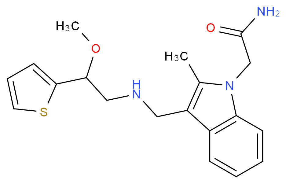 2-[3-({[2-methoxy-2-(2-thienyl)ethyl]amino}methyl)-2-methyl-1H-indol-1-yl]acetamide_分子结构_CAS_)