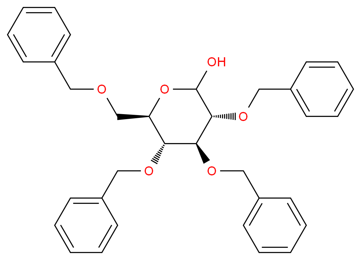 (3R,4S,5R,6R)-3,4,5-tris(benzyloxy)-6-[(benzyloxy)methyl]oxan-2-ol_分子结构_CAS_4132-28-9