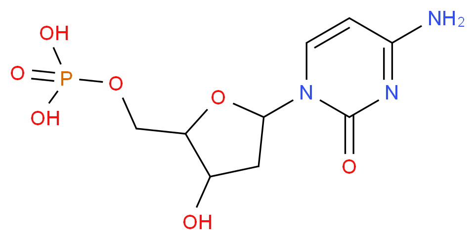 {[5-(4-amino-2-oxo-1,2-dihydropyrimidin-1-yl)-3-hydroxyoxolan-2-yl]methoxy}phosphonic acid_分子结构_CAS_1032-65-1