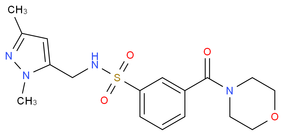N-[(1,3-dimethyl-1H-pyrazol-5-yl)methyl]-3-(morpholin-4-ylcarbonyl)benzenesulfonamide_分子结构_CAS_)