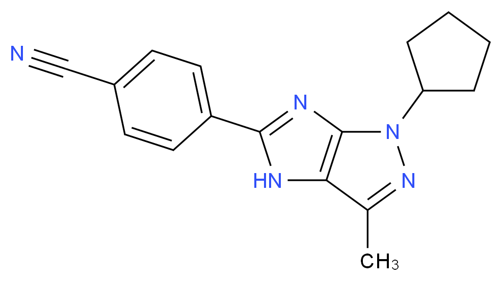 4-(1-cyclopentyl-3-methyl-1,4-dihydroimidazo[4,5-c]pyrazol-5-yl)benzonitrile_分子结构_CAS_)