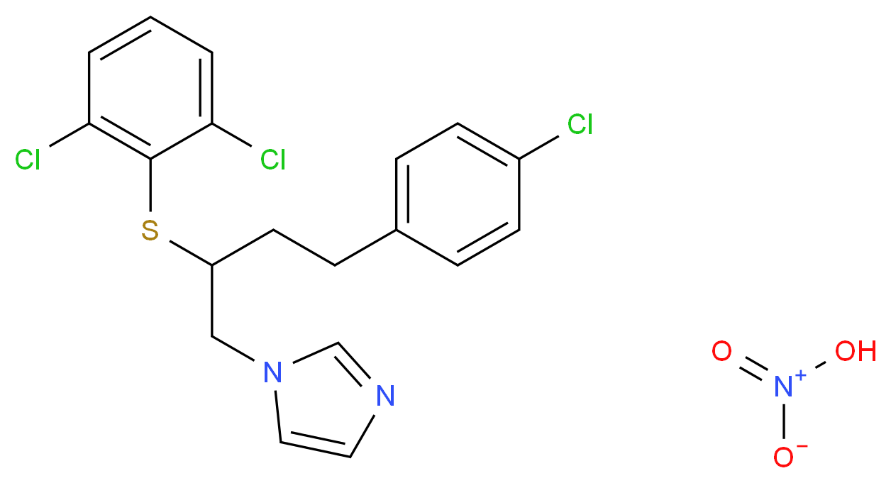 1-[4-(4-chlorophenyl)-2-[(2,6-dichlorophenyl)sulfanyl]butyl]-1H-imidazole; nitric acid_分子结构_CAS_64872-77-1