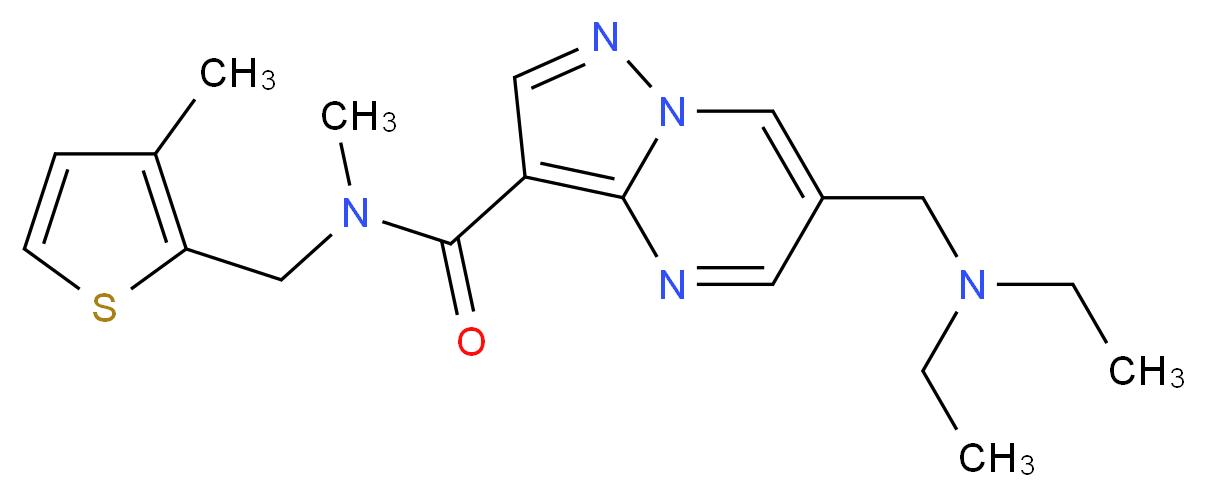 6-[(diethylamino)methyl]-N-methyl-N-[(3-methyl-2-thienyl)methyl]pyrazolo[1,5-a]pyrimidine-3-carboxamide_分子结构_CAS_)