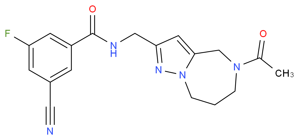 N-[(5-acetyl-5,6,7,8-tetrahydro-4H-pyrazolo[1,5-a][1,4]diazepin-2-yl)methyl]-3-cyano-5-fluorobenzamide_分子结构_CAS_)