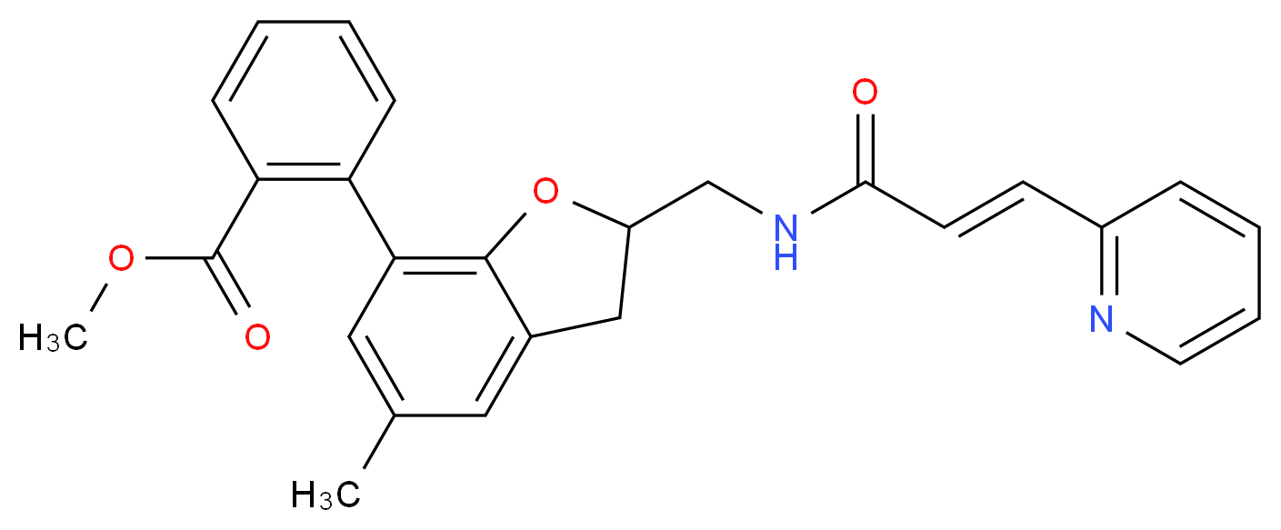 methyl 2-[5-methyl-2-({[(2E)-3-(2-pyridinyl)-2-propenoyl]amino}methyl)-2,3-dihydro-1-benzofuran-7-yl]benzoate_分子结构_CAS_)