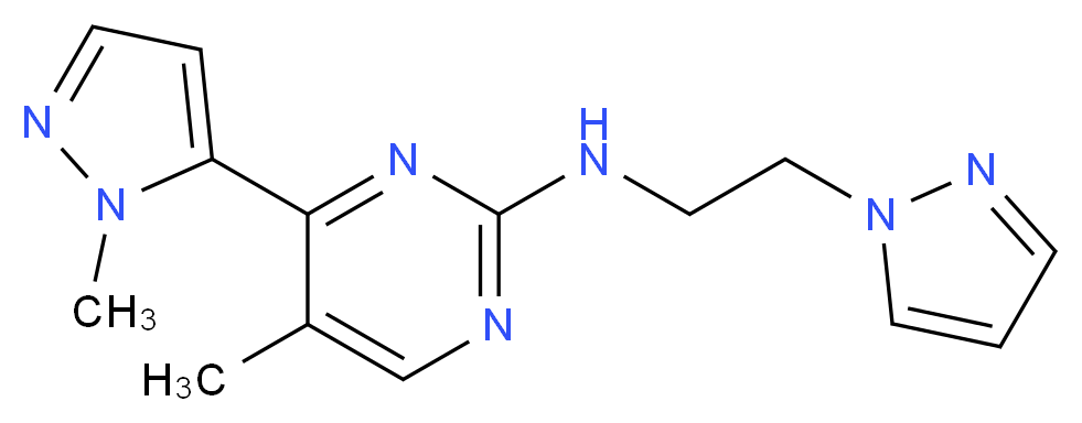 5-methyl-4-(1-methyl-1H-pyrazol-5-yl)-N-[2-(1H-pyrazol-1-yl)ethyl]pyrimidin-2-amine_分子结构_CAS_)