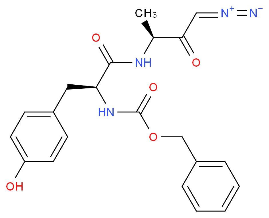 benzyl N-[(1S)-2-(4-hydroxyphenyl)-1-{[(2S)-4-($l^{5},-diazynylidene)-3-oxobutan-2-yl]carbamoyl}ethyl]carbamate_分子结构_CAS_117176-50-8