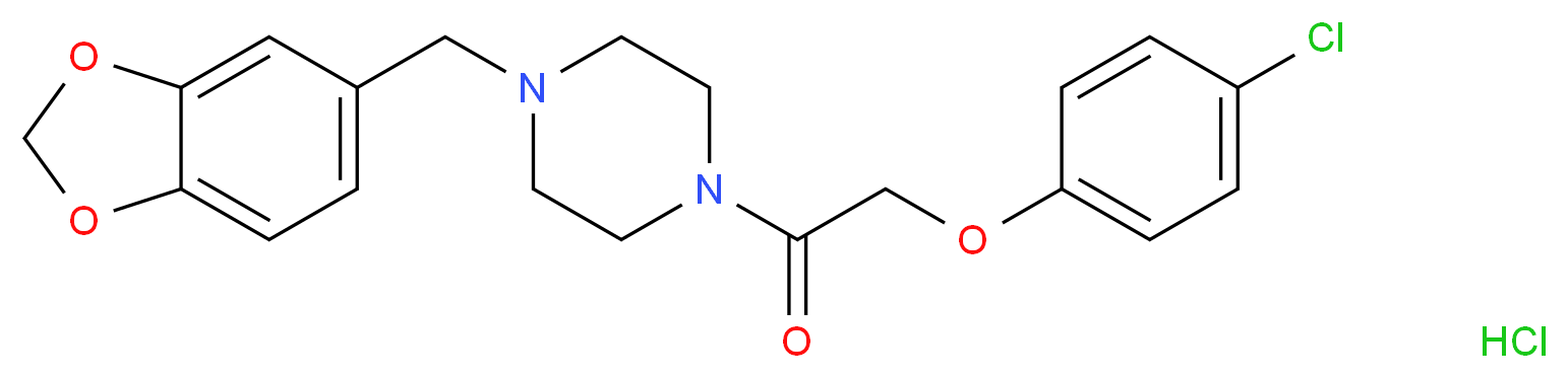 1-[4-(2H-1,3-benzodioxol-5-ylmethyl)piperazin-1-yl]-2-(4-chlorophenoxy)ethan-1-one hydrochloride_分子结构_CAS_34161-24-5