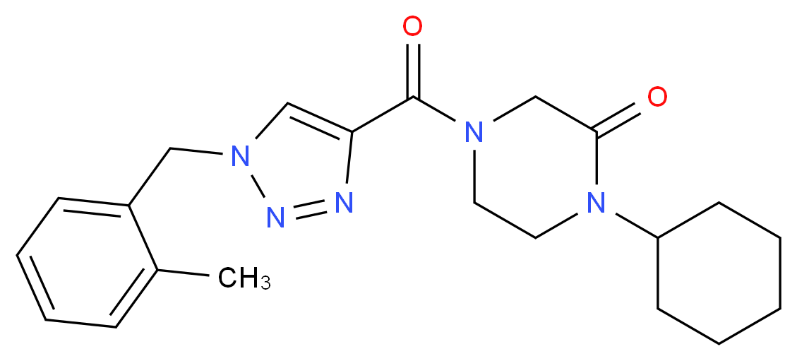 1-cyclohexyl-4-{[1-(2-methylbenzyl)-1H-1,2,3-triazol-4-yl]carbonyl}-2-piperazinone_分子结构_CAS_)
