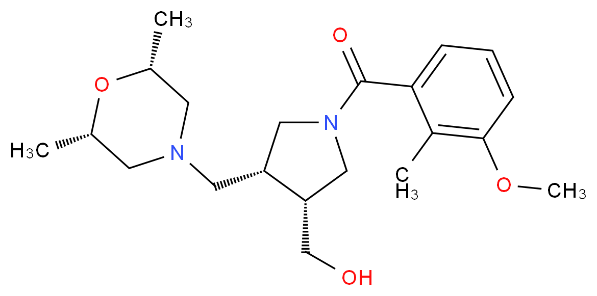 [(3R*,4R*)-4-{[(2R*,6S*)-2,6-dimethylmorpholin-4-yl]methyl}-1-(3-methoxy-2-methylbenzoyl)pyrrolidin-3-yl]methanol_分子结构_CAS_)