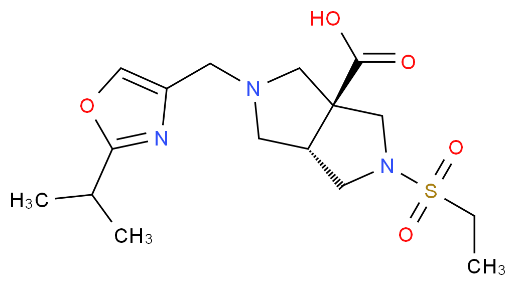 (3aS*,6aS*)-2-(ethylsulfonyl)-5-[(2-isopropyl-1,3-oxazol-4-yl)methyl]hexahydropyrrolo[3,4-c]pyrrole-3a(1H)-carboxylic acid_分子结构_CAS_)