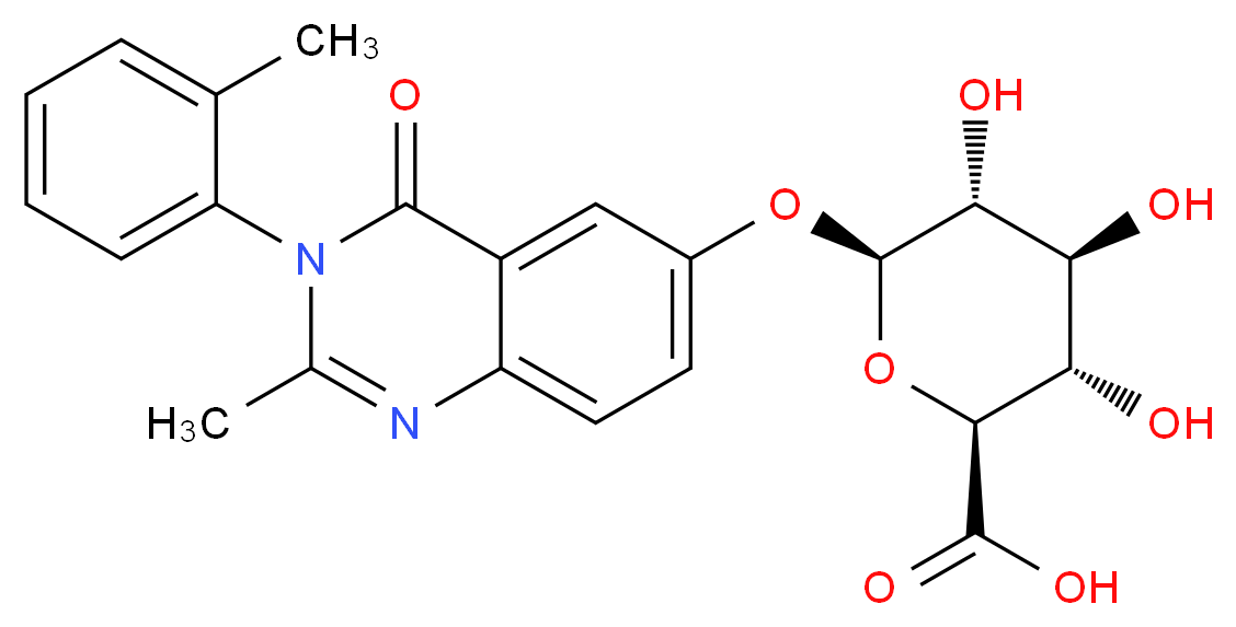 (2S,3S,4S,5R,6S)-3,4,5-trihydroxy-6-{[2-methyl-3-(2-methylphenyl)-4-oxo-3,4-dihydroquinazolin-6-yl]oxy}oxane-2-carboxylic acid_分子结构_CAS_67982-37-0