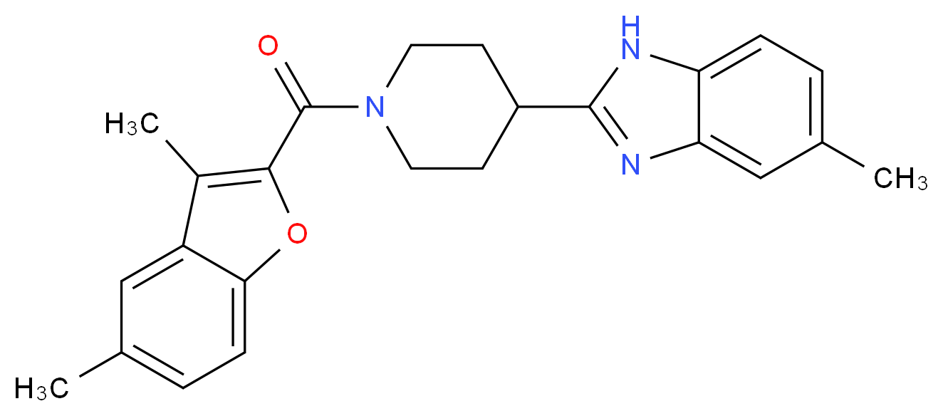 2-{1-[(3,5-dimethyl-1-benzofuran-2-yl)carbonyl]-4-piperidinyl}-5-methyl-1H-benzimidazole_分子结构_CAS_)