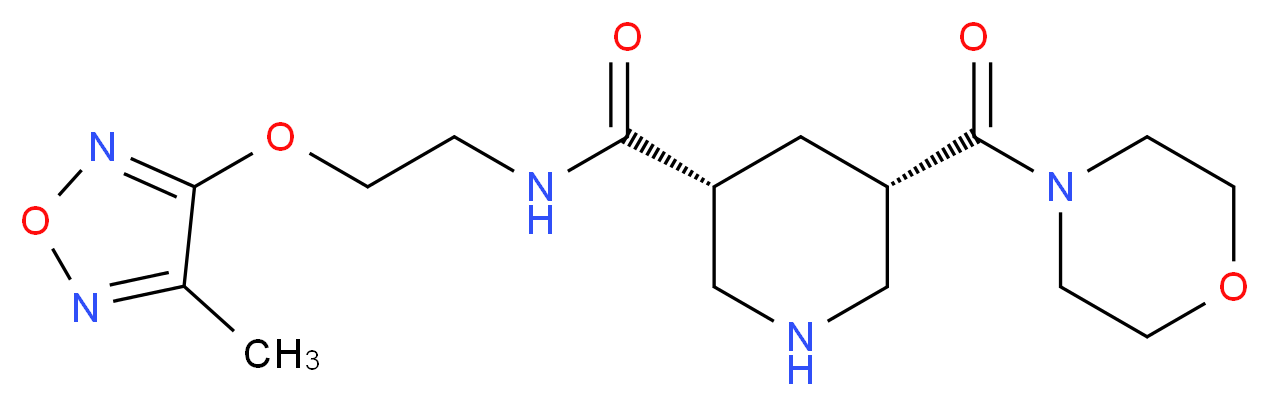 (3R*,5S*)-N-{2-[(4-methyl-1,2,5-oxadiazol-3-yl)oxy]ethyl}-5-(morpholin-4-ylcarbonyl)piperidine-3-carboxamide_分子结构_CAS_)