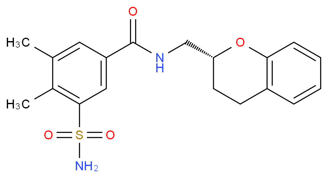 3-(aminosulfonyl)-N-[(2R)-3,4-dihydro-2H-chromen-2-ylmethyl]-4,5-dimethylbenzamide_分子结构_CAS_)