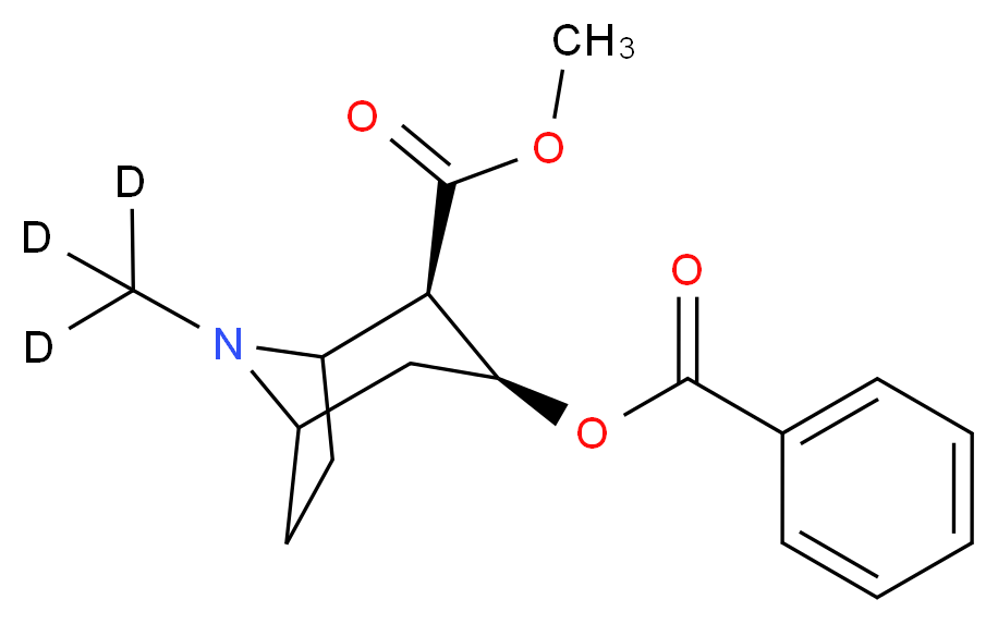 methyl (2R,3S)-3-(benzoyloxy)-8-(<sup>2</sup>H<sub>3</sub>)methyl-8-azabicyclo[3.2.1]octane-2-carboxylate_分子结构_CAS_65266-73-1