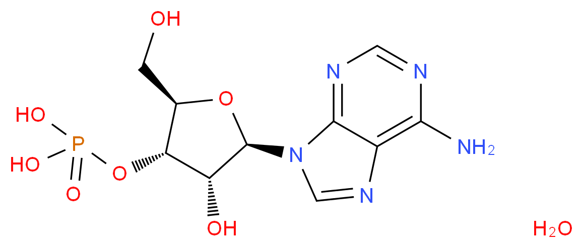 {[(2R,3S,4R,5R)-5-(6-amino-9H-purin-9-yl)-4-hydroxy-2-(hydroxymethyl)oxolan-3-yl]oxy}phosphonic acid hydrate_分子结构_CAS_699012-36-7