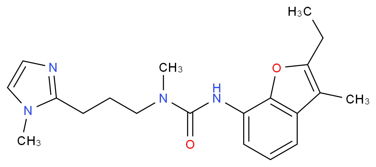 N'-(2-ethyl-3-methyl-1-benzofuran-7-yl)-N-methyl-N-[3-(1-methyl-1H-imidazol-2-yl)propyl]urea_分子结构_CAS_)