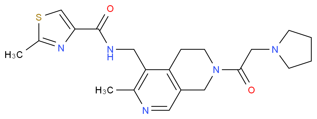 2-methyl-N-{[3-methyl-7-(1-pyrrolidinylacetyl)-5,6,7,8-tetrahydro-2,7-naphthyridin-4-yl]methyl}-1,3-thiazole-4-carboxamide_分子结构_CAS_)