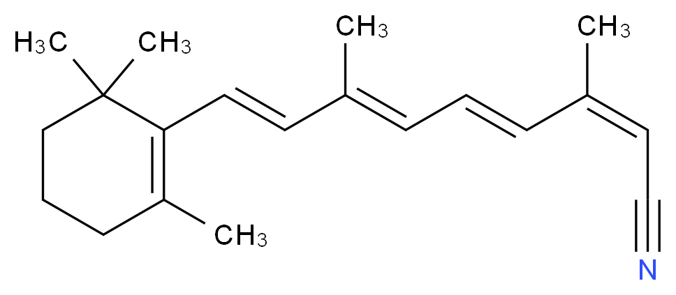 (2Z,4E,6E,8E)-3,7-dimethyl-9-(2,6,6-trimethylcyclohex-1-en-1-yl)nona-2,4,6,8-tetraenenitrile_分子结构_CAS_20638-89-5