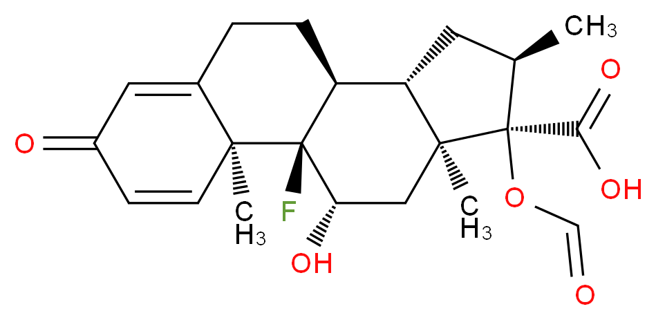 (1R,2S,10S,11S,13R,14R,15S,17S)-1-fluoro-14-(formyloxy)-17-hydroxy-2,13,15-trimethyl-5-oxotetracyclo[8.7.0.0<sup>2</sup>,<sup>7</sup>.0<sup>1</sup><sup>1</sup>,<sup>1</sup><sup>5</sup>]heptadeca-3,6-diene-14-carboxylic acid_分子结构_CAS_473273-04-0