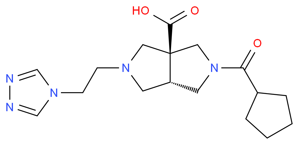 (3aS*,6aS*)-2-(cyclopentylcarbonyl)-5-[2-(4H-1,2,4-triazol-4-yl)ethyl]hexahydropyrrolo[3,4-c]pyrrole-3a(1H)-carboxylic acid_分子结构_CAS_)