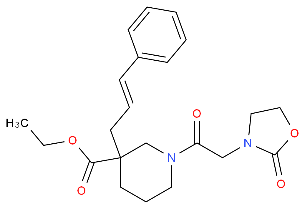 ethyl 1-[(2-oxo-1,3-oxazolidin-3-yl)acetyl]-3-[(2E)-3-phenyl-2-propen-1-yl]-3-piperidinecarboxylate_分子结构_CAS_)