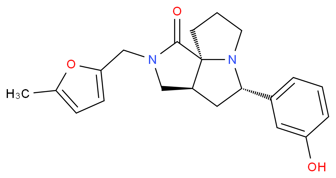 (3aS*,5S*,9aS*)-5-(3-hydroxyphenyl)-2-[(5-methyl-2-furyl)methyl]hexahydro-7H-pyrrolo[3,4-g]pyrrolizin-1(2H)-one_分子结构_CAS_)