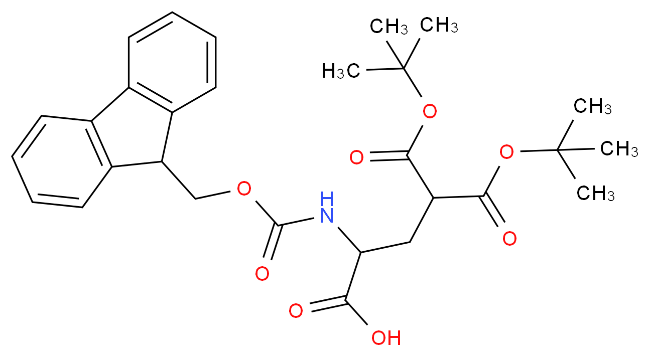 5-(tert-butoxy)-4-[(tert-butoxy)carbonyl]-2-{[(9H-fluoren-9-ylmethoxy)carbonyl]amino}-5-oxopentanoic acid_分子结构_CAS_308357-14-4