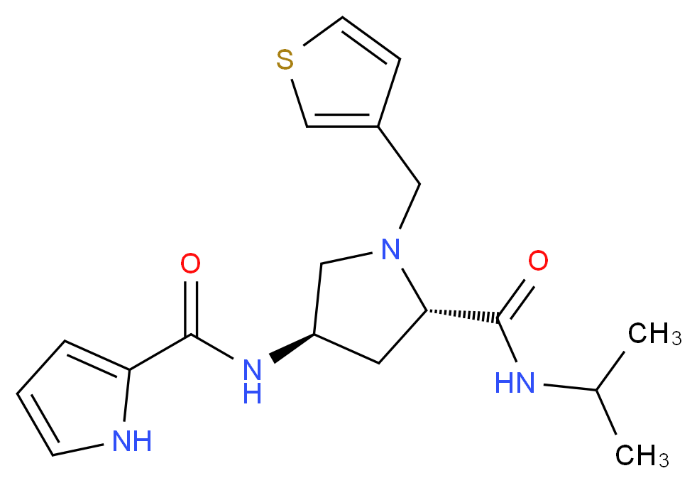 (4R)-N-isopropyl-4-[(1H-pyrrol-2-ylcarbonyl)amino]-1-(3-thienylmethyl)-L-prolinamide_分子结构_CAS_)