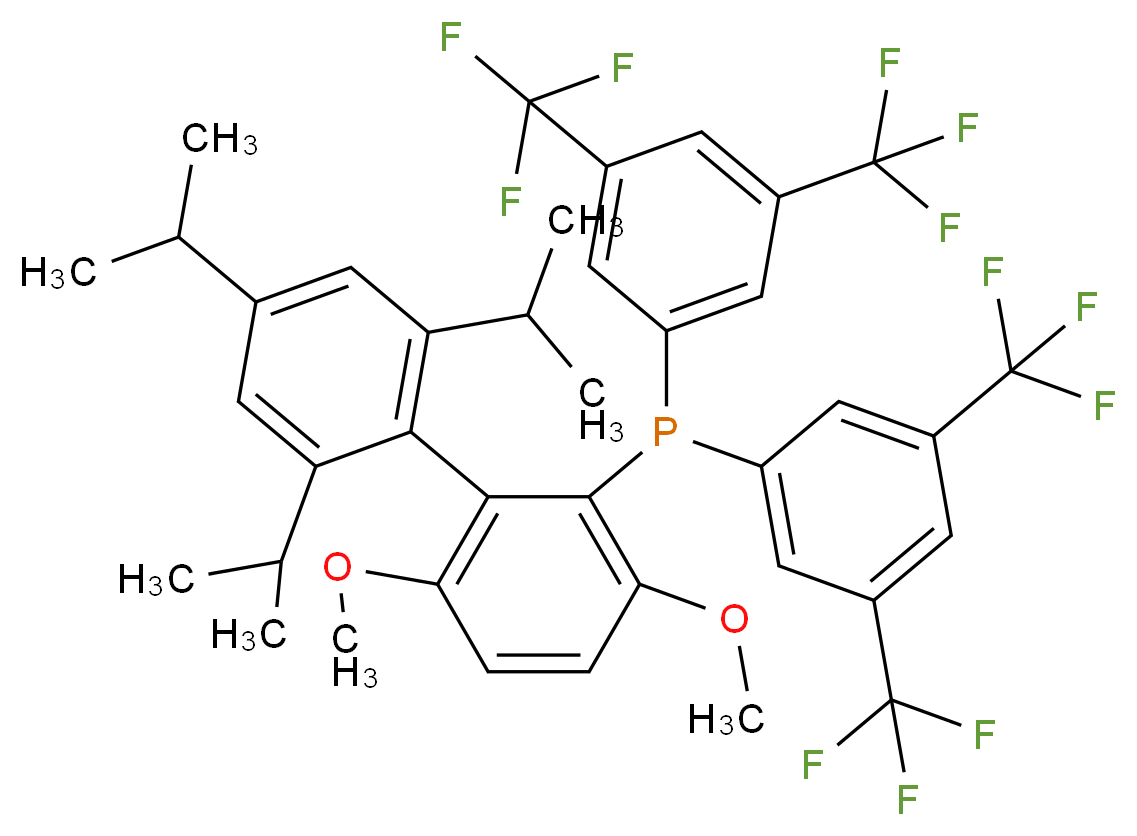 bis[3,5-bis(trifluoromethyl)phenyl]({3,6-dimethoxy-2-[2,4,6-tris(propan-2-yl)phenyl]phenyl})phosphane_分子结构_CAS_1160861-60-8