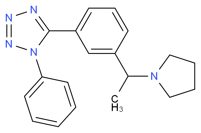 1-phenyl-5-[3-(1-pyrrolidin-1-ylethyl)phenyl]-1H-tetrazole_分子结构_CAS_)