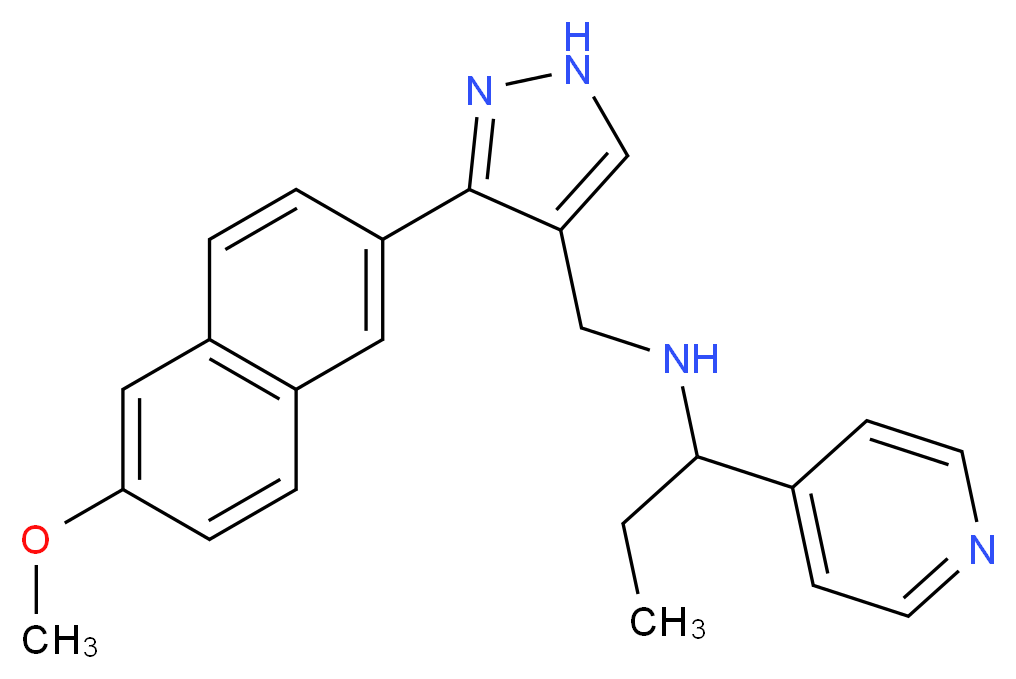 N-{[3-(6-methoxy-2-naphthyl)-1H-pyrazol-4-yl]methyl}-1-(4-pyridinyl)-1-propanamine_分子结构_CAS_)