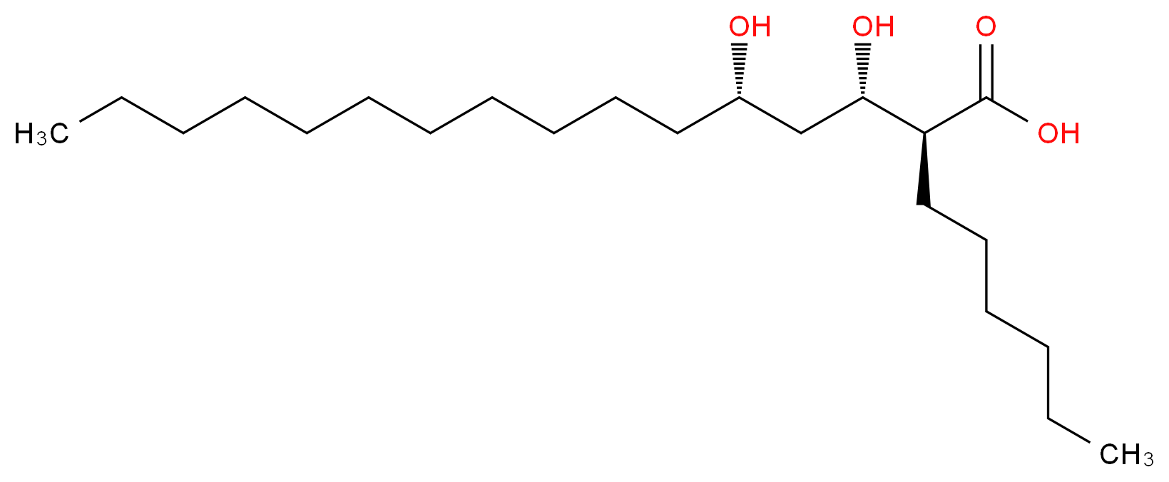 (2S,3S,5S)-2-Hexyl-3,5-dihydroxyhexadecanoic Acid _分子结构_CAS_130793-30-5)