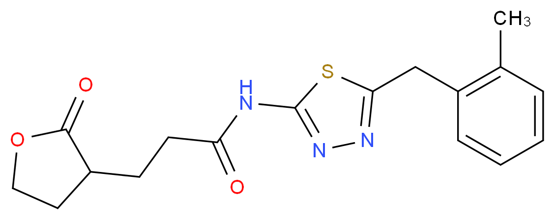 N-[5-(2-methylbenzyl)-1,3,4-thiadiazol-2-yl]-3-(2-oxotetrahydrofuran-3-yl)propanamide_分子结构_CAS_)